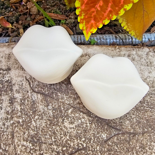 2x Lip Jewelry Boxes 2.75" IN STOCK Ceramic Bisque Ready To Paint Pottery