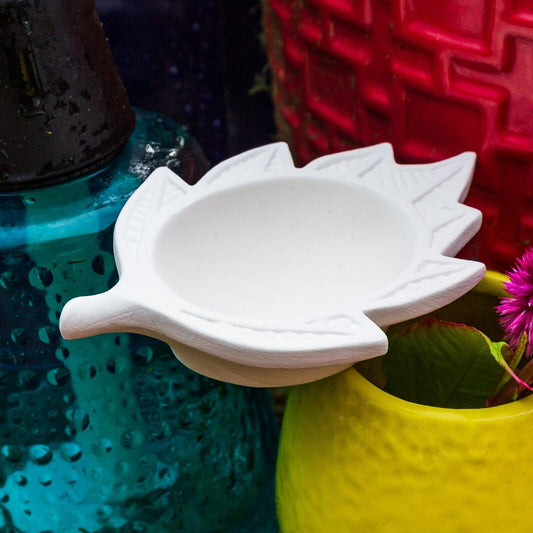 Ornate Leaf Egg Holder 4" Ceramic Bisque Ready To Paint Pottery
