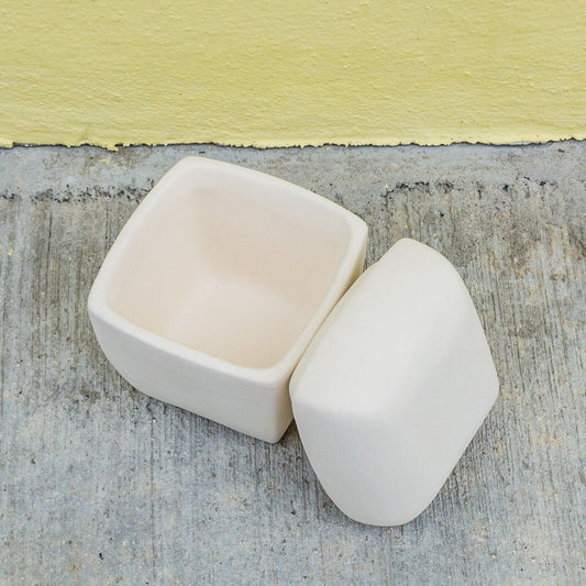 Square Jewelry Trinkets Box 3.2" Ceramic Bisque Ready To Paint Pottery