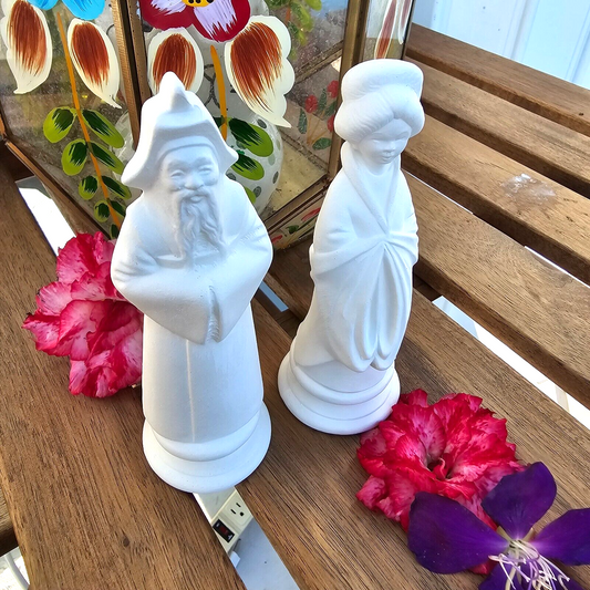 Asian Couple 5" IN STOCK Ceramic Bisque Ready To Paint Pottery