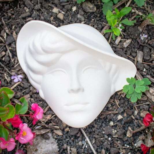 Girl Face Mask With Hat 8x7 Ceramic Bisque Ready To Paint Pottery