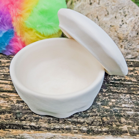 Jewelry Box Crimped-Base 2.5"  Ceramic Bisque Ready To Paint Pottery