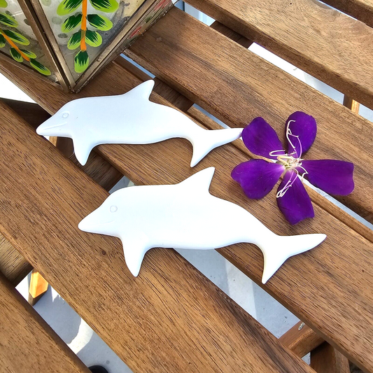 Set of 2 Dolphin Tiles 4.5" Ceramic Bisque Ready To Paint Pottery