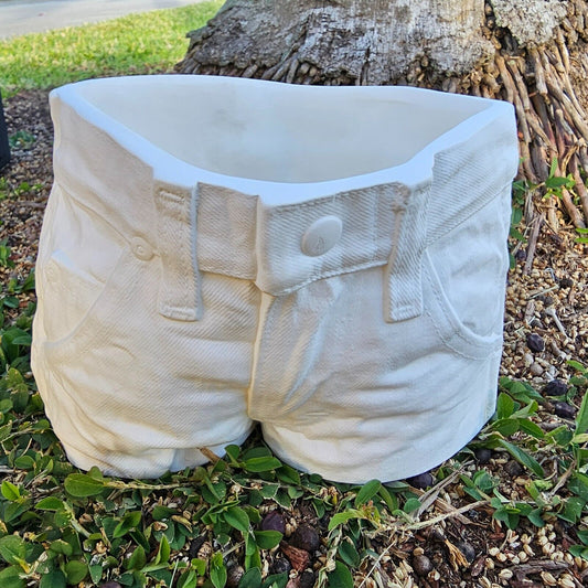 Large Jean Denim Planter 9" Ceramic Bisque Ready To Paint Pottery