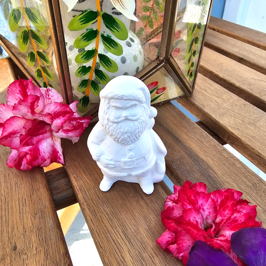Tiny Santa With Gift Bag 3" Ceramic Bisque Ready To Paint Pottery