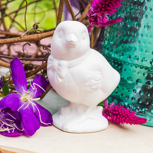 Cute Little Bird With Bow Tie 2.7" Ceramic Bisque Ready To Paint Pottery