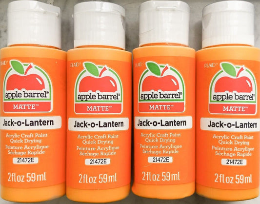 Jack-O-Lantern Orange (4x) 2oz Bottles (8oz) Apple Barrel Matte Acrylic Paint