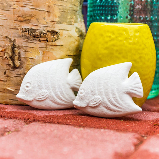 2x Tropical Speckled Fish 2.7" IN STOCK Ceramic Bisque Ready To Paint Pottery