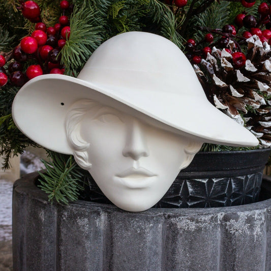 Lady With Big Hat Mask 11" Ceramic Bisque Ready To Paint Pottery