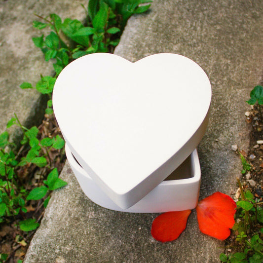 Smooth Heart Box 5x5 Valentines Ceramic Bisque Ready To Paint Pottery