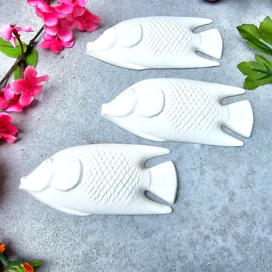 Fish Set of three - 5.3" Ceramic Bisque Ready To Paint Pottery