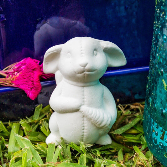Bunny Rabbit With Carrot 2.7" Ceramic Bisque Ready To Paint Pottery