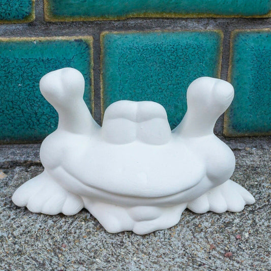 Cute Frog Critter 4x2" Ceramic Bisque Ready To Paint Pottery