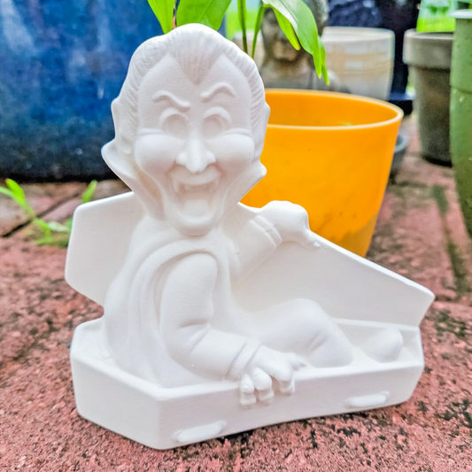 Dracula in Coffin 6" Halloween Ceramic Bisque Ready To Paint