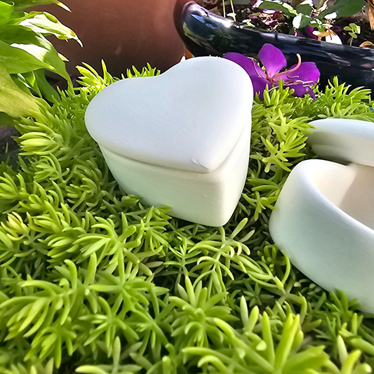 Pair of Heart Boxes 2.5" Ceramic Bisque Ready To Paint Pottery