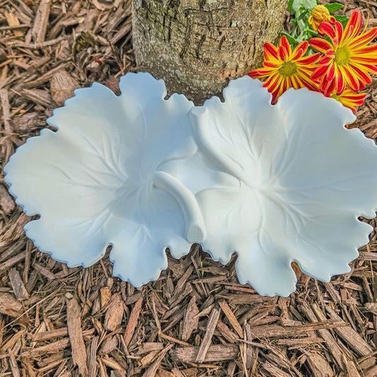 Two Maple Leaf Bowl 10" Ceramic Bisque Ready To Paint Pottery