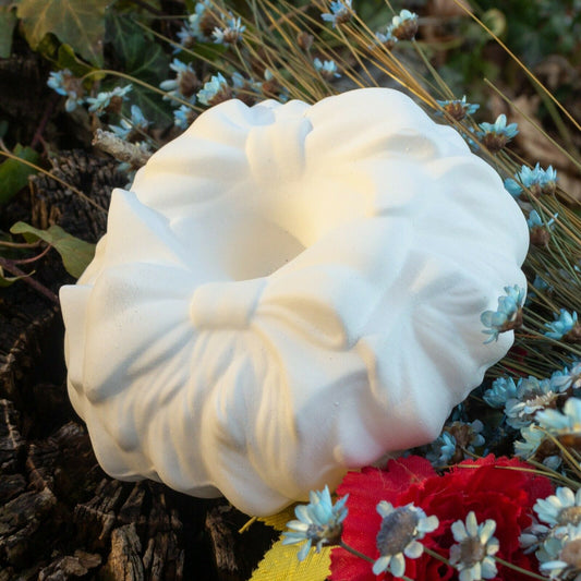 Christmas Holly Pillar Candle Holder 4" Ceramic Bisque Ready To Paint Pottery