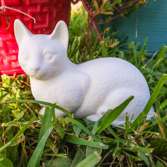 Smooth Sitting Cat 5.5" Ceramic Bisque Ready To Paint Pottery