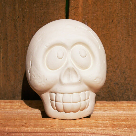 Cute Halloween Skull 4x3 Ceramic Bisque Ready To Paint Pottery