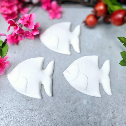 Lot of 3 Flat Fish 3.3" Ceramic Bisque Ready To Paint Pottery