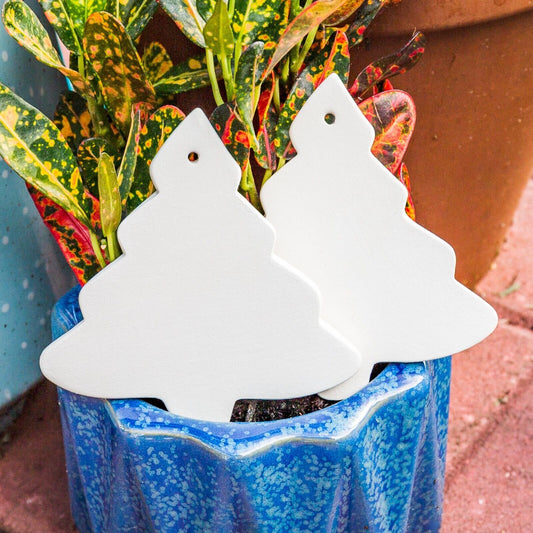 Christmas Tree Ornament Set 3.7" Ceramic Bisque Ready To Paint