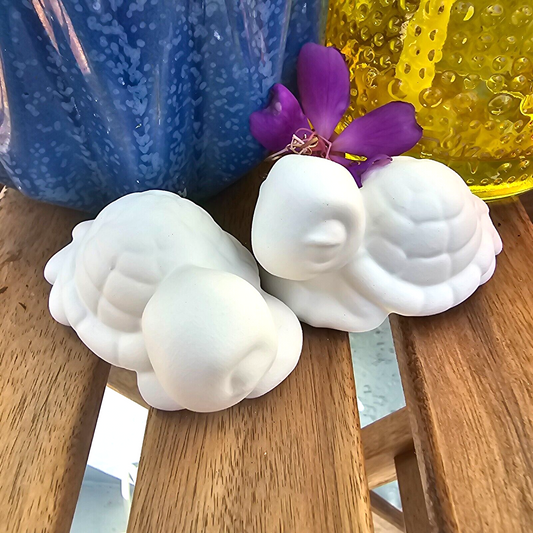 Small Turtle Couple 3" Ceramic Bisque Ready To Paint Pottery