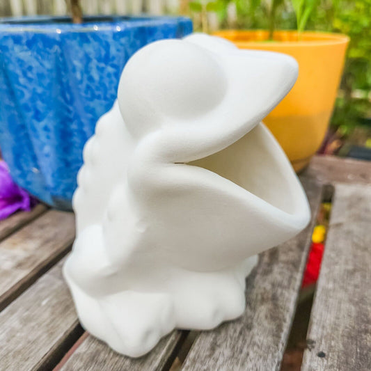 Bumpy Open Mouth Frog Brush H 4" IN STOCK Ceramic Bisque Ready To Paint Pottery