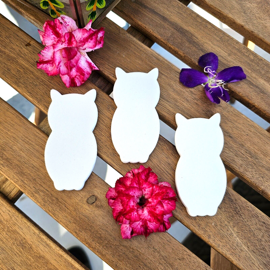 Set of 3 Owl Tiles 3" Ceramic Bisque Ready To Paint Pottery