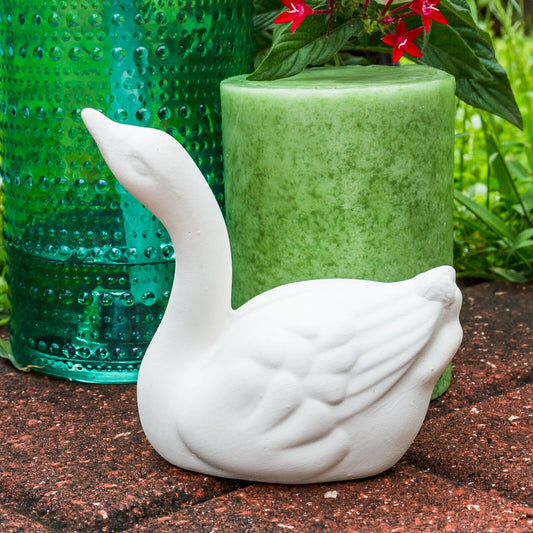 Curious Swan 4.5" Ceramic Bisque Ready To Paint Pottery