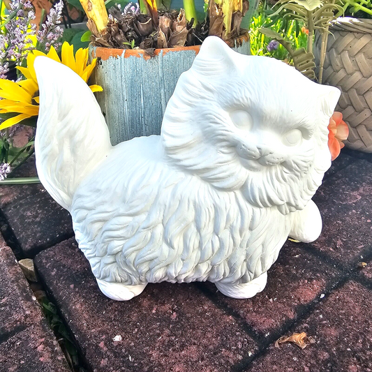 Siberian Kitty Cat 9" Ceramic Bisque Ready To Paint Pottery