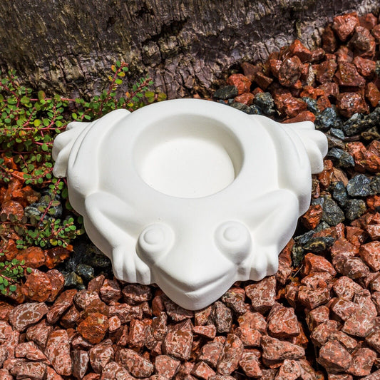Tropical Frog Tea Light Holder 4.7" Ceramic Bisque Ready To Paint Pottery