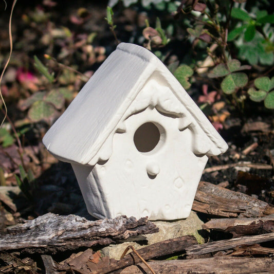Small Cute Bird House 3.75" Ceramic Bisque Ready To Paint Pottery