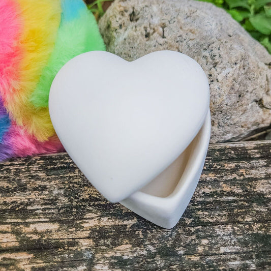 Heart Shaped Box 2.6" Valentines Ceramic Bisque Ready To Paint Pottery