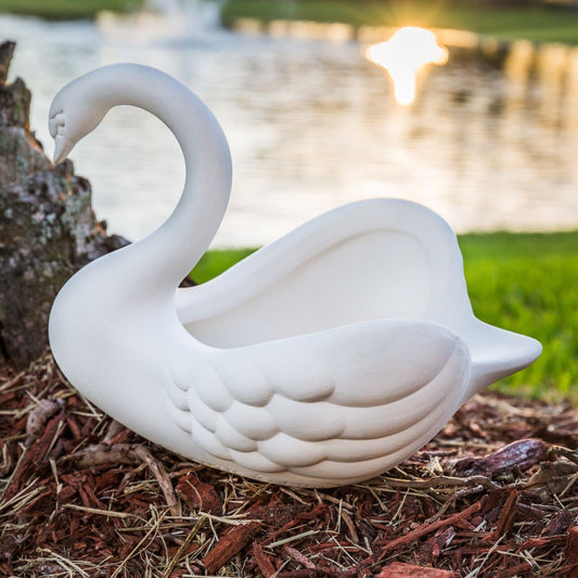 Smooth Swan Bowl Pot Planter 6.5" Ceramic Bisque Ready To Paint Pottery