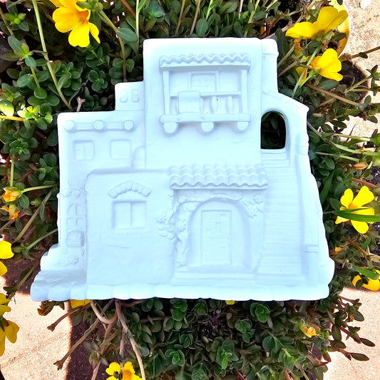 Village House Wall Plaque 9" Ceramic Bisque Ready Paint Pottery