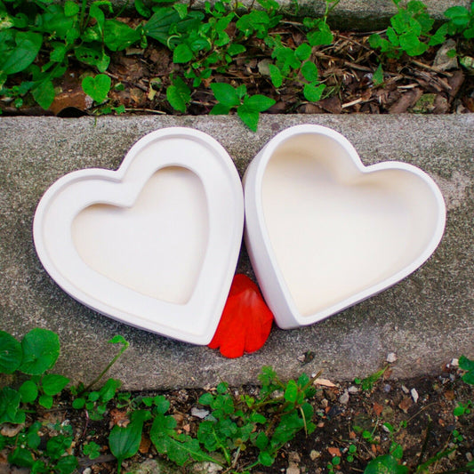 Smooth Heart Box 5x5 Valentines Ceramic Bisque Ready To Paint Pottery