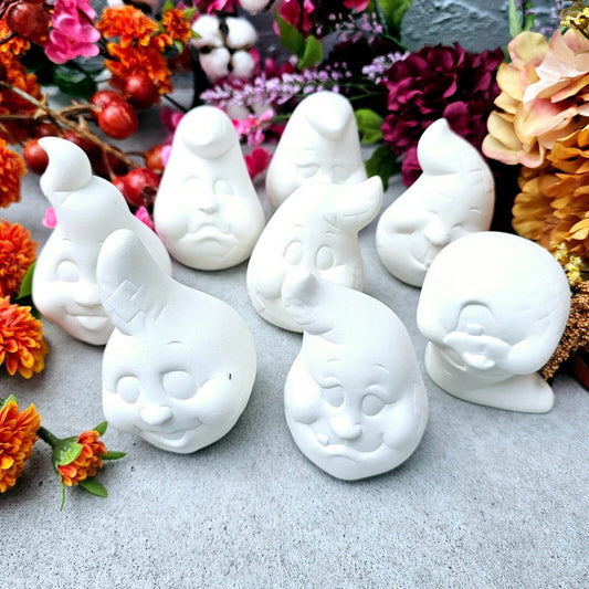 Gathering of Ghosts (8) 4" Ceramic Bisque Ready To Paint Pottery