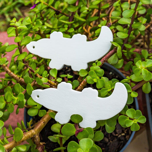 (2x) Crocodile Christmas Ornaments 4" Ceramic Bisque
