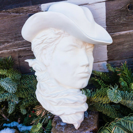 John Wayne Mask Western 12" Ceramic Bisque Ready To Paint Pottery