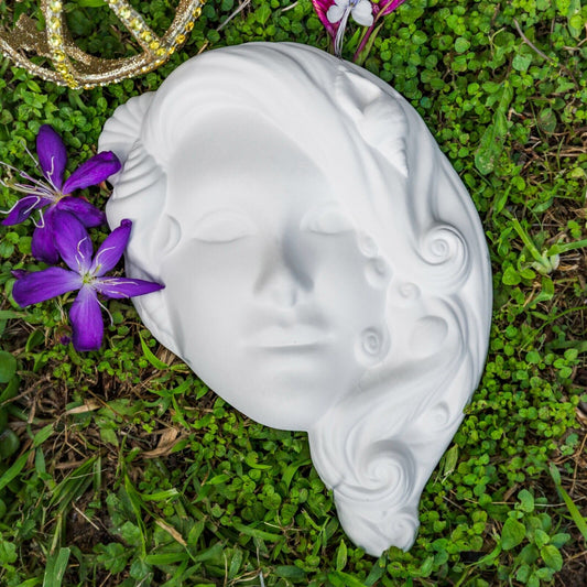Seashell Mermaid Lady Mask 8.5" Ceramic Bisque Ready To Paint Pottery