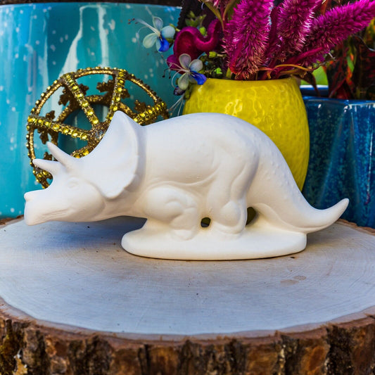 Dinosaur Triceratops 6.7" Ceramic Bisque Ready To Paint Pottery