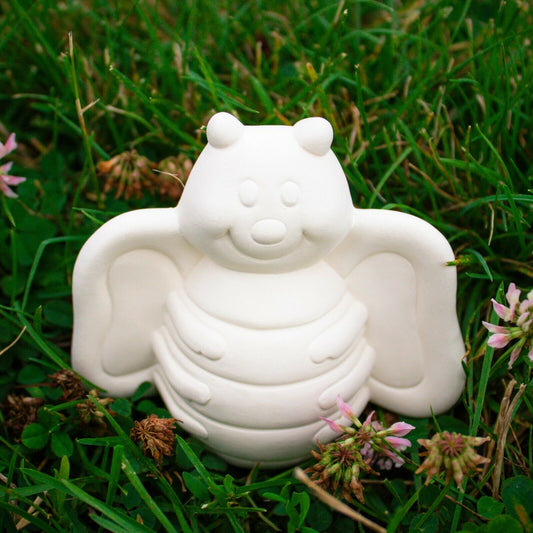 Bubbly Bumble Bee 4x4 Ceramic Bisque Ready To Paint Pottery