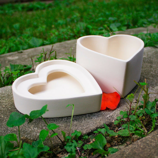 Smooth Heart Box 5x5 Valentines Ceramic Bisque Ready To Paint Pottery