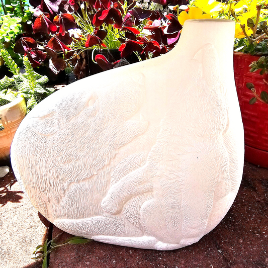 Giant Vase Jug Wolves Howling 11" Ceramic Bisque Ready Paint Pottery