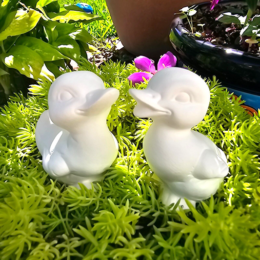 Pair of Ducklings 3.3" Ceramic Bisque Ready To Paint Pottery