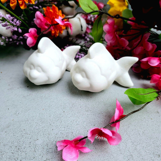Pair of Bubbly Fish 3.5" Ceramic Bisque Ready To Paint Pottery