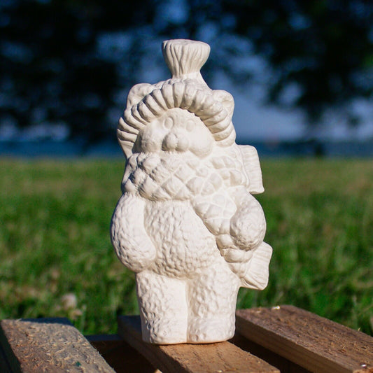 Winter Christmas Bear 5" Ceramic Bisque Ready To Paint Pottery