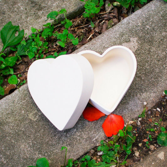 Smooth Heart Box 5x5 Valentines Ceramic Bisque Ready To Paint Pottery