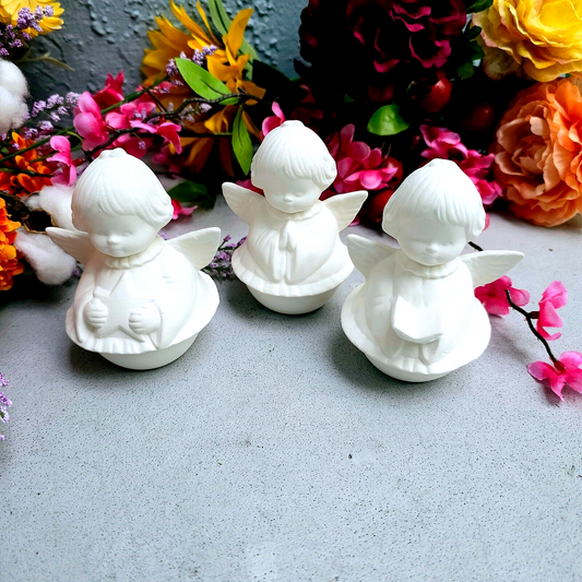 Trio of Angels 4" Ceramic Bisque Ready To Paint Pottery