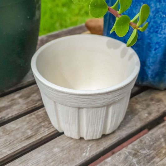 Wood Style Mini Planter 3.5" Ceramic Bisque Ready To Paint Pottery